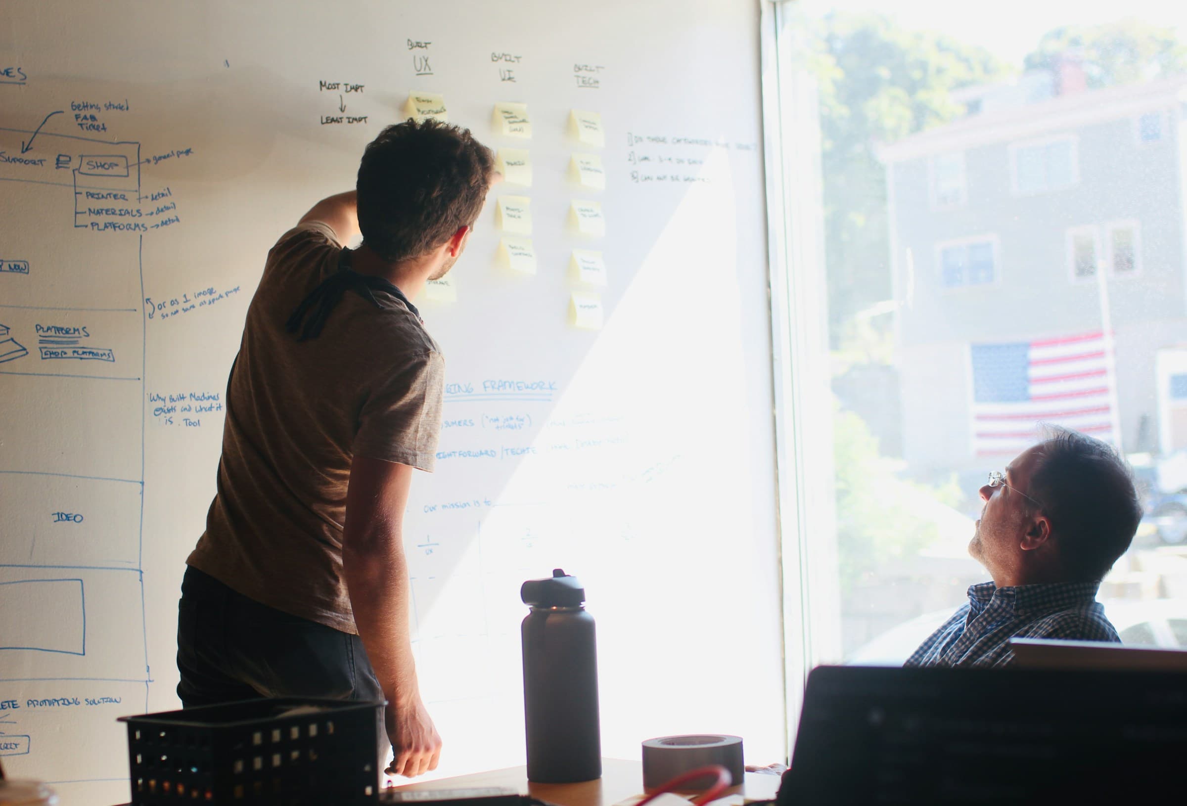 mployee applying critical thinking while using AI, showing AI mastery over blind adoption